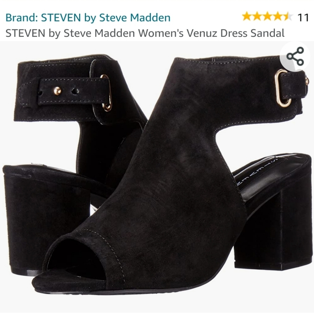 Steven Madden black suede mule sandals 10m